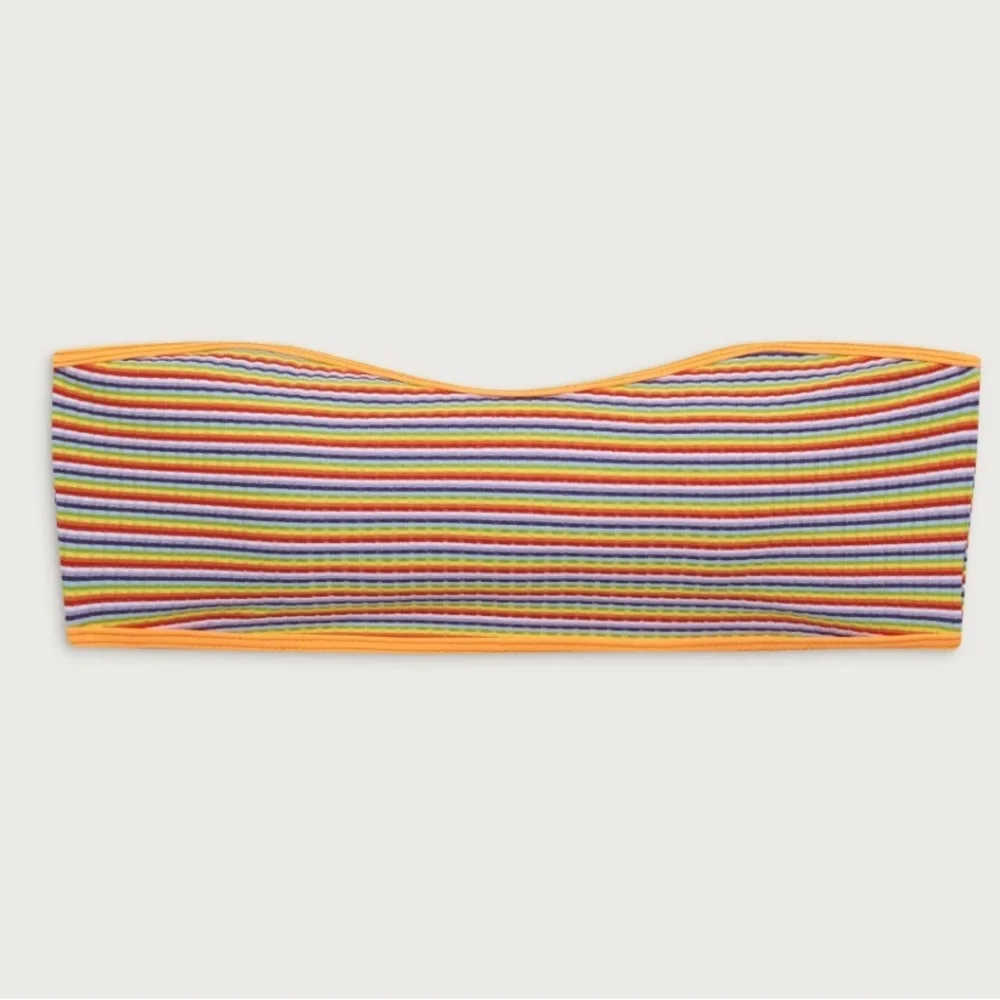 New Frankie’s Bikinis Women’s Rosabella Striped Bandeau Bikini Top Large